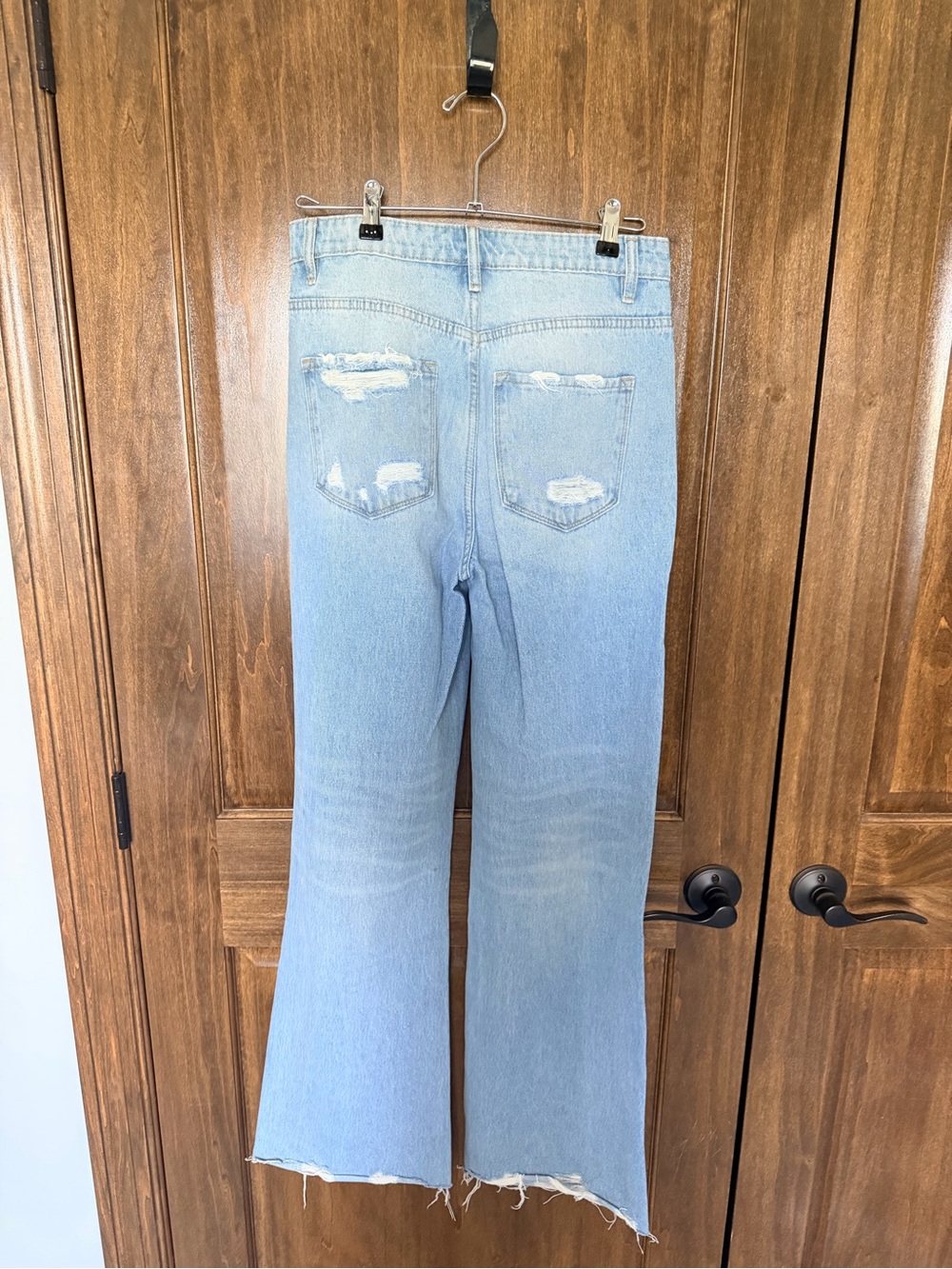 Flying Monkey Light Wash Distressed Wide Leg Jeans - Picture 7 of 8